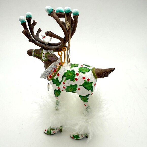 Vtg Patience Brewster Dash Away Vixen Reindeer Ornament w/ Box Feather Trim 7 in - Picture 9 of 15